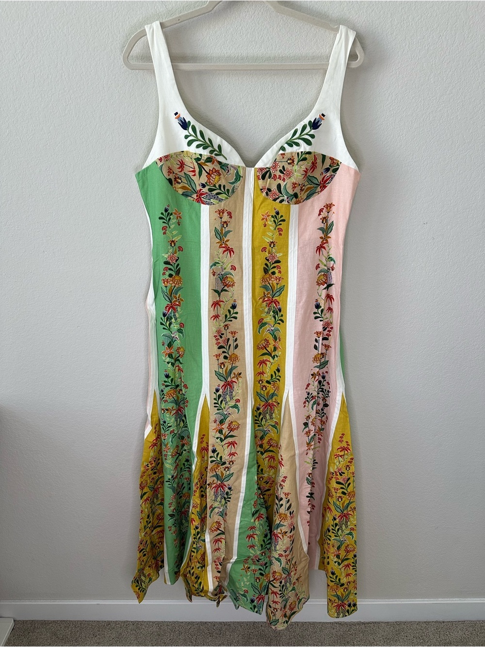 FARM RIO DELICATE FLORAL STRIPES MIDI DRESS SZ XL NWT - Picture 3 of 9